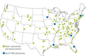 Pace Analytical Laboratory Locations across the US.