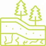 Analyzing PFAS in Bedrock. Line icon depicting fractured bedrock.